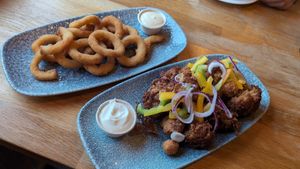 Onion rings and cauliflower wings at Hafið Bistro in Djupivogur