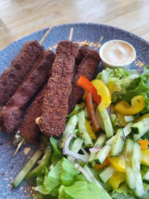 Falafel and salad was tasty. at Hafið Bistro in Djupivogur