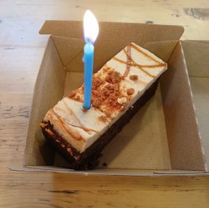 It was my birthday, and they gave me a slice of vegan cake 😍 at Human Kind Cafe in Billericay