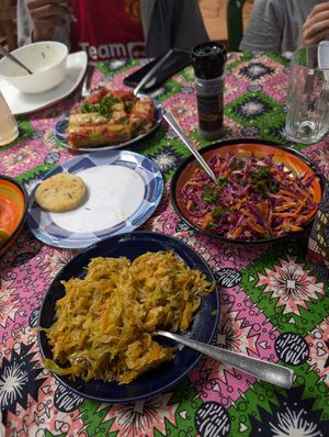 Fried cabbage, salad at Mlango Farm in Ngecha
