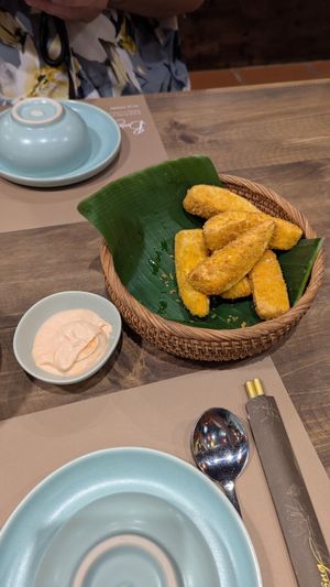 Fried breadfruit at Buông Vegan Restaurant in Thai Nguyen