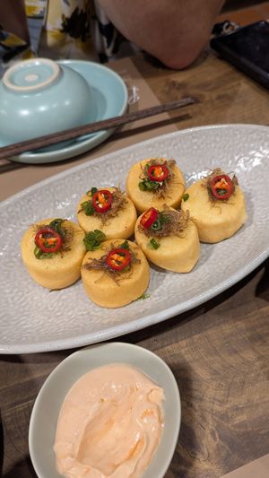 Deep fried silken tofu at Buông Vegan Restaurant in Thai Nguyen
