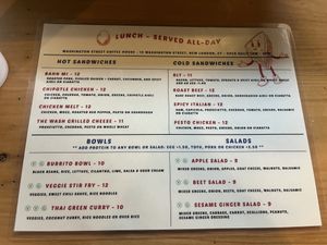 Lunch Menu  at Washington Street Coffee House in New London