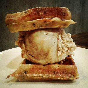 Waffle ice cream sandwich at Veganerie - Mercury Ville in Bangkok