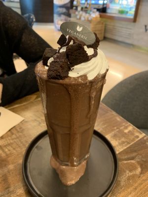 Chocolate brownie milkshake! at Veganerie - Mercury Ville in Bangkok