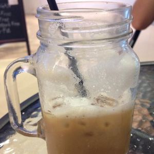 Vegan iced latte at Veganerie - Mercury Ville in Bangkok