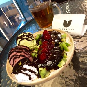 Black Forest Cookies with Strawberry & Passion Fruit Ice-cream at Veganerie - Mercury Ville in Bangkok
