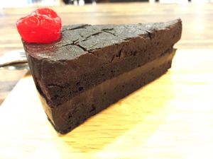 Gluten free vegan chocolate fudge cake, 135 baht at Veganerie - Mercury Ville in Bangkok