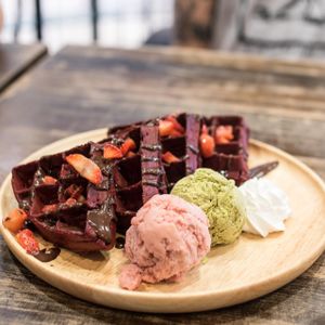 Vegan Red Velvet Waffle at Veganerie - Mercury Ville in Bangkok