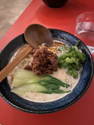 goma miso ramen 🍜 veggie meat in the middle   at SORI Ramen in Mainz