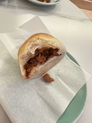 “Pork” bun / vegan char siu bao  at Paper Sons Cafe in New York City