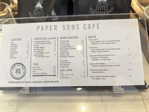 Menu, March 2025  at Paper Sons Cafe in New York City