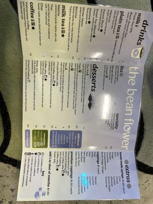 Menu  at The Bean Flower  in Durham