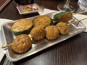 Brochettes de champignons et de courgettes   at Mian Miam in Amiens