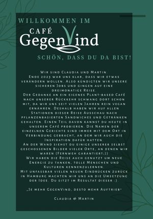 Welcome to Café GegenVind   at GegenVind Café in Hamburg