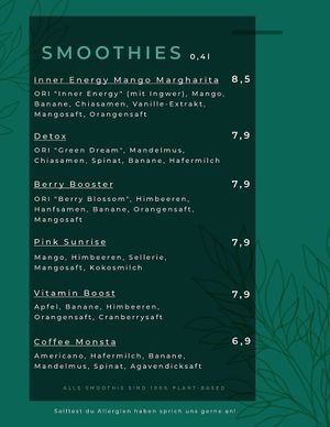 Smoothie Menu - May 2025 at GegenVind Café in Hamburg
