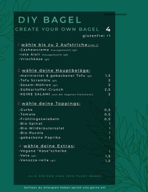 Menu DIY Bagel Café GegenVind at GegenVind Café in Hamburg