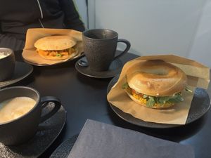 Freshly made Bagels at GegenVind Café in Hamburg