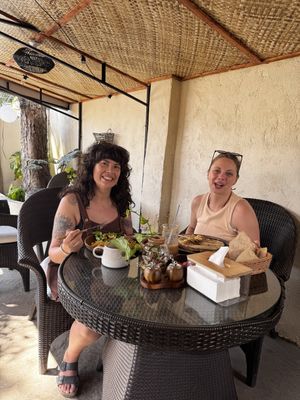 Our First Customers! They ordered Ube Latte, Cafe Latte, Breakfast Plate & Coconut Banana Pancakees  at Lovegan Cafe in Moalboal