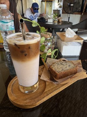 Ube Latte and Banana Breadd  at Lovegan Cafe in Moalboal