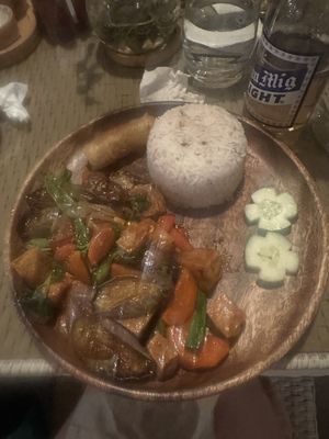 basil eggplant with tofu   at Lovegan Cafe in Moalboal