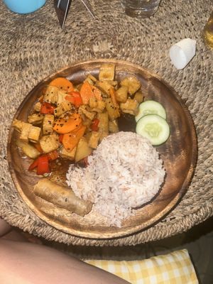 pineapple tofu dish (my fav)   at Lovegan Cafe in Moalboal