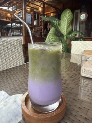 Ube matcha  at Lovegan Cafe in Moalboal