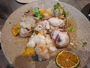 Vegan gefrituurde paddestoep met mandarijn saus at Jeju Veggies - 제주베지스 in Jeju