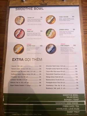 Menu has info about nutrients and calories at iVegan Supershop Hoi An - Healthy Plant Based Cafe in Hoi An