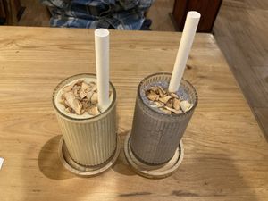 Mango bana and blueberry smoothie  at iVegan Supershop Hoi An - Healthy Plant Based Cafe in Hoi An