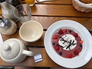 Acai superberry bowl - heerlijk!  at Le Pain Quotidien - Steenhouwersvest in Antwerpen