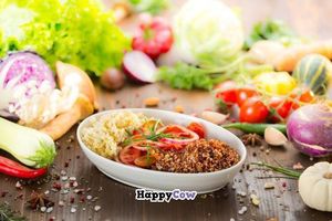 Kokopeli a dish inspired by the amerindian God.
Quinoa and vegetables. at LoVegan in Bucharest