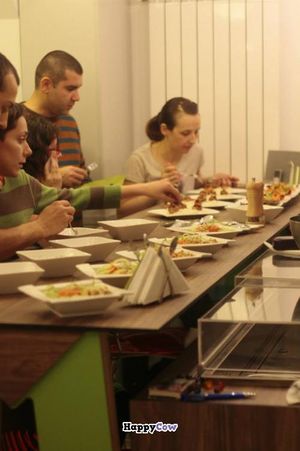 having lunch at LoVegan in Bucharest