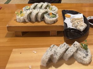 Veggie Sushi, Veggie Tempura Sushi, Vegetable Gyoza  at Sushi & Pokebowl Ryukyu in Yomitan