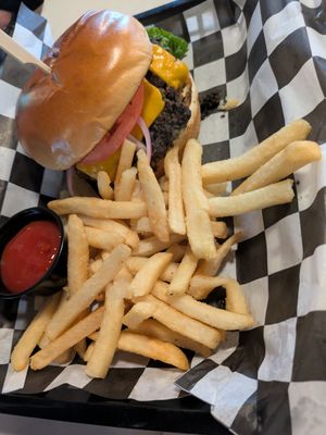Black bean burger at Yellow Springs Brewery Taproom & Kitchen in Columbus