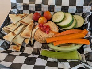 Hummus plate at Yellow Springs Brewery Taproom & Kitchen in Columbus