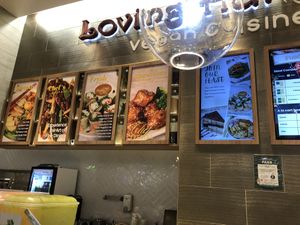 Menu signs  at Loving Hut in Santa Clara