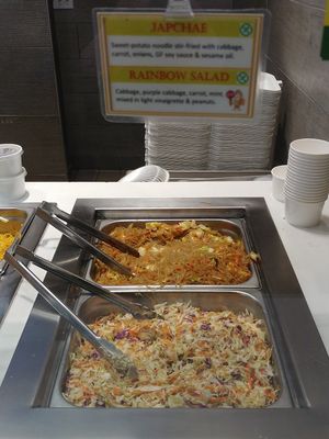 Front: Rainbow Salad             Back: Japche at Loving Hut in Santa Clara