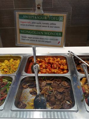 Front: Mongolian Wonder     Back: Sweet & Sour Tofu at Loving Hut in Santa Clara