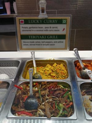 Front: Teriyaki Grill                Back: Lucky Curry at Loving Hut in Santa Clara