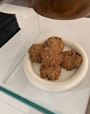 Oatmeal, coconut & cranberry cookie (vegan & gluten free) at Fuga Café in Madrid