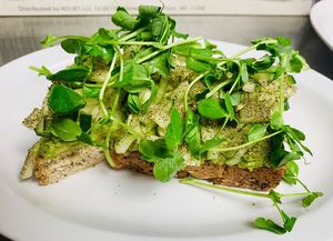 Cucumber Dill avocado toast  at The Living Root Cafe in Redlands