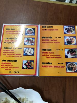 Menu at Quan Chay Dam in Hoi An