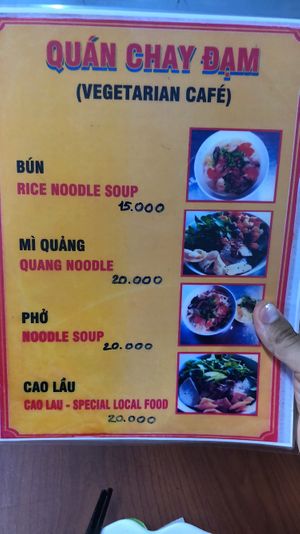 Menu at Quan Chay Dam in Hoi An