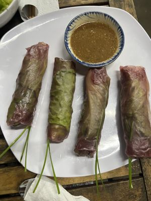 Summer rolls  at Quan Chay Dam in Hoi An
