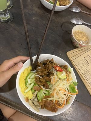 Vegan meat noodles   at Quan Chay Dam in Hoi An