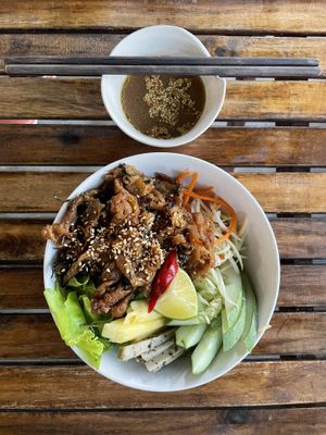 Vegan noodles soup    at Quan Chay Dam in Hoi An