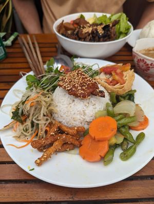 Buffet plate (60k) at Quan Chay Dam in Hoi An