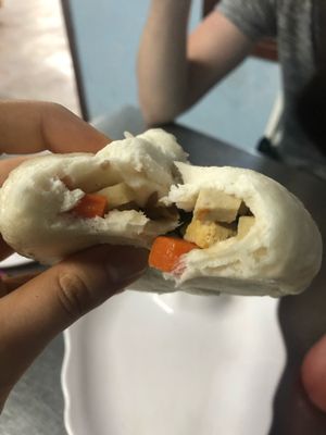 Steamed bun with veggies and tofu inside.  at Quan Chay Dam in Hoi An