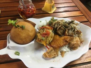 Some of the buffet options at Quan Chay Dam in Hoi An